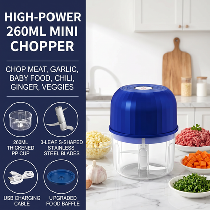 👶🥕🍎 50% OFF! Electric Mini Chopper with 3 Sharp Blades – Grind, Mince, Puree – Stainless Steel, Easy Clean
