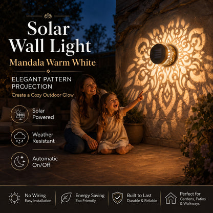 🏡🌈 Mandala Solar Wall Lamp – Magical Patio Night Ambience