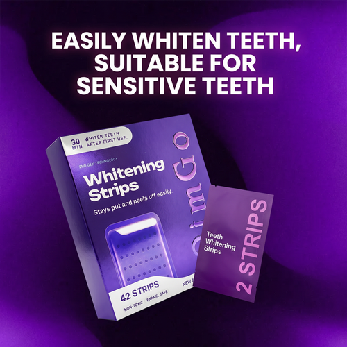 Ememax™ Purple Teeth Whitening Strips — 7 Whitening Treatments — Safe for Enamel — Sensitivity-Free Teeth Whitening — Peroxide-Free