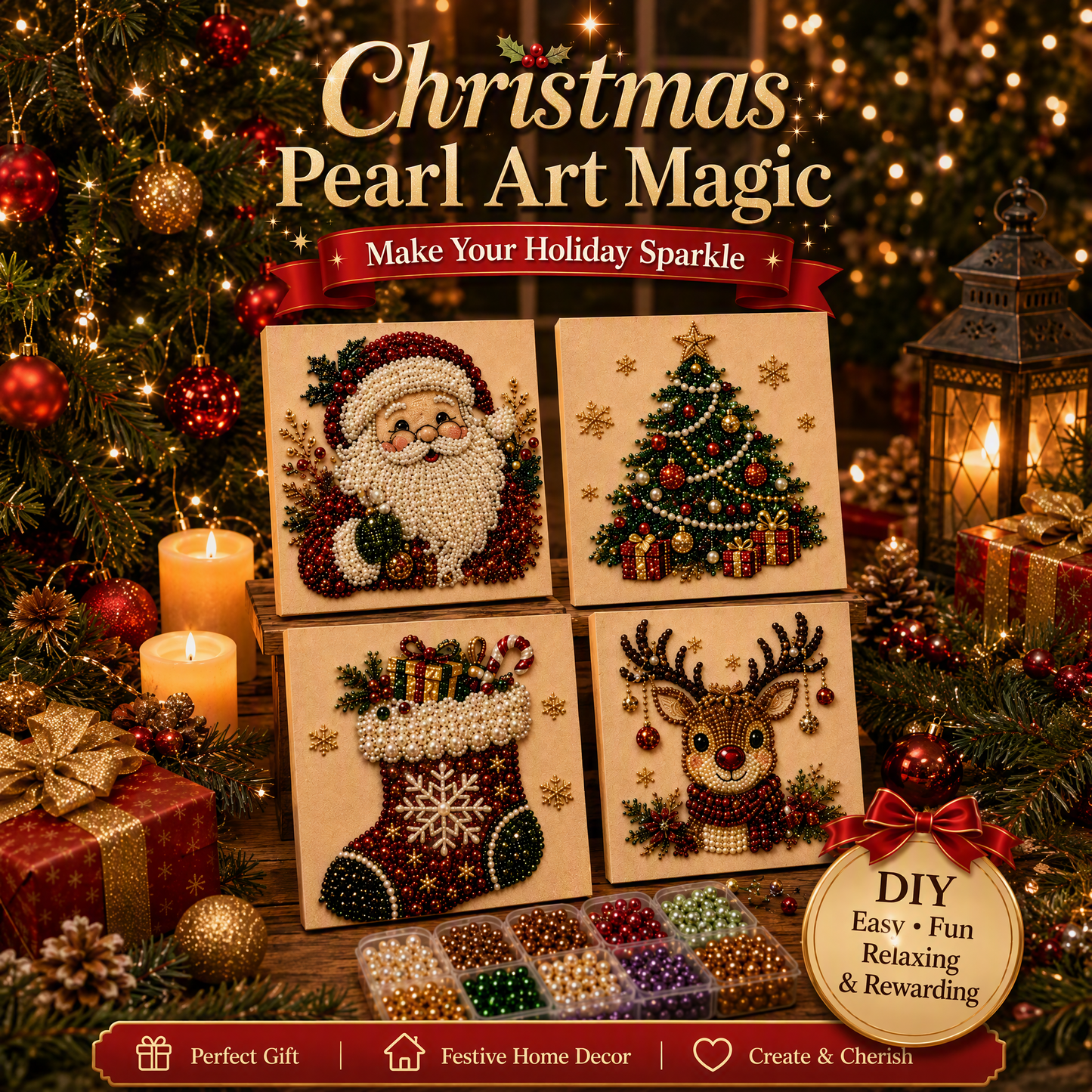 🔥HALLOWEEN SALE 👻✨ Halloween Pearl Art DIY Kit – Turn Tiny Pearls into Spooky-Cute Magic