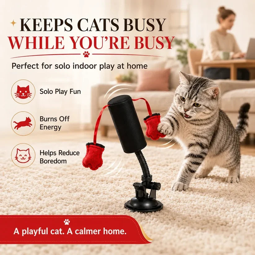 Khdnah® 🥊 Interactive Cat Boxing Toy – Catnip Punching Bag with Strong Suction Base🐱