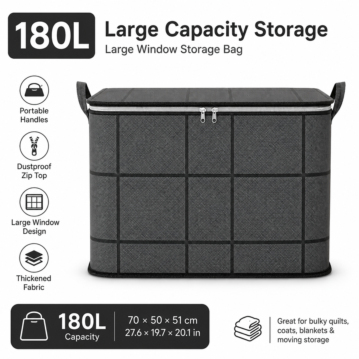 Giant storage bag – instantly enjoy a clean and organized home.