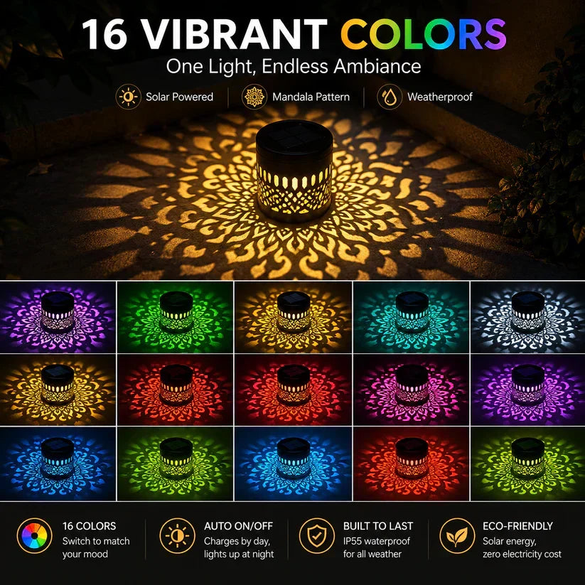 🏡🌈 Mandala Solar Wall Lamp – Magical Patio Night Ambience