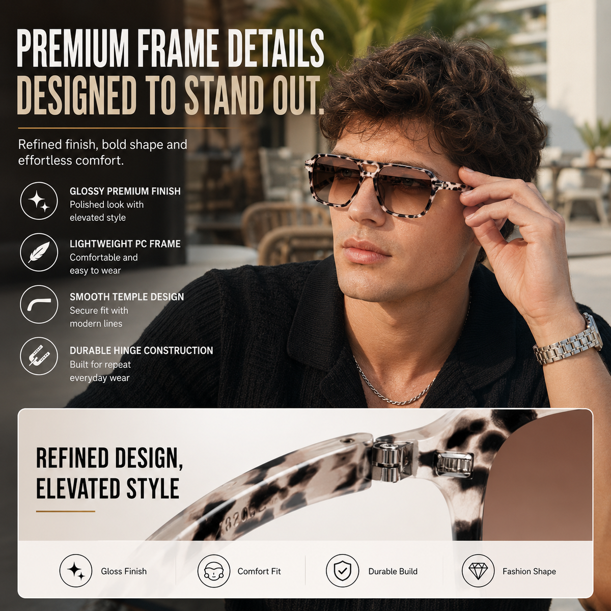🔥 Premium Fashion Sunglasses - UV400 Protection • Polarized Lenses • Everyday Eye Comfort