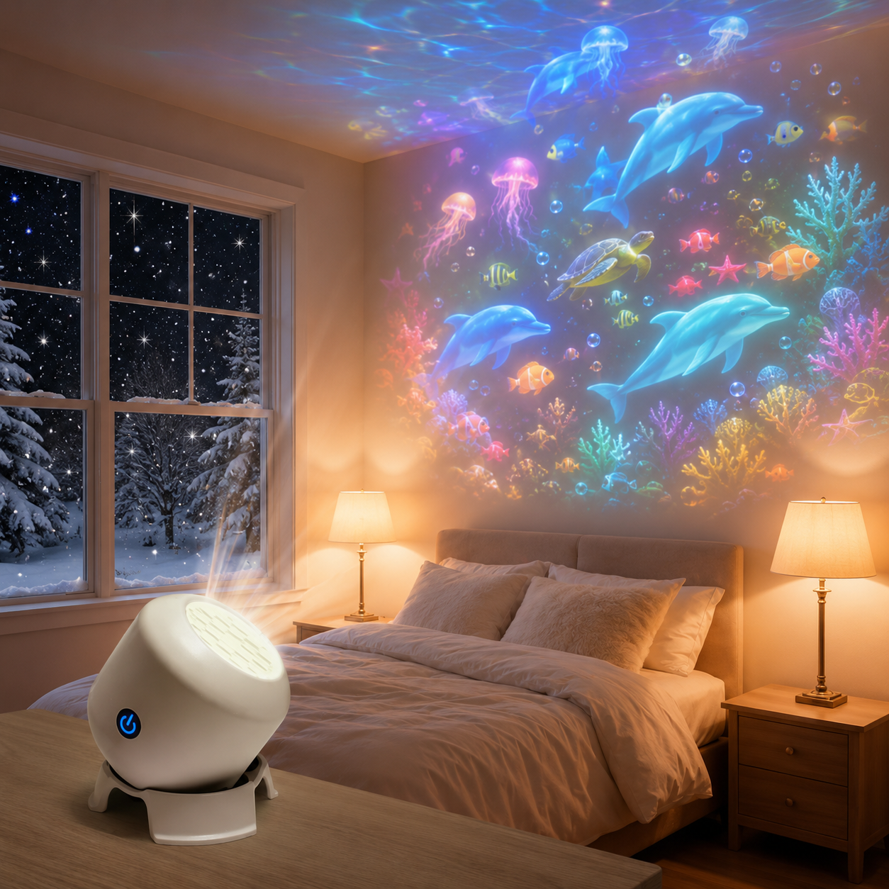 Vnproo™ 5D Holographic Rotating Night Light Projector for Kids