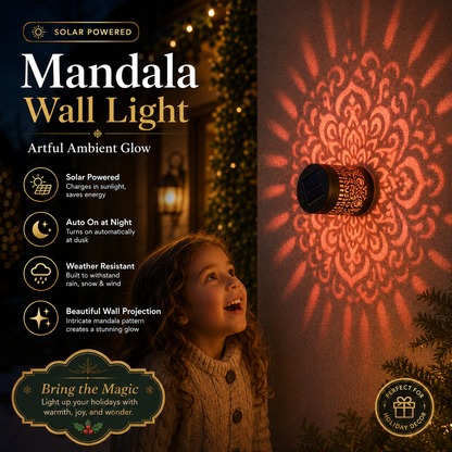 🏡🌈 Mandala Solar Wall Lamp – Magical Patio Night Ambience