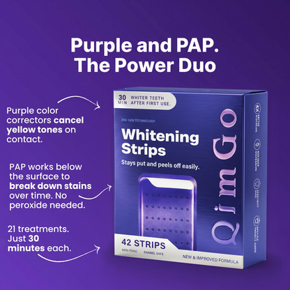 Ememax™ Purple Teeth Whitening Strips — 7 Whitening Treatments — Safe for Enamel — Sensitivity-Free Teeth Whitening — Peroxide-Free