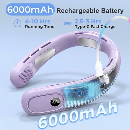 Semiconductor Cooling Neck Air Conditioner with LED Display | Long Battery Life Wearable Fan