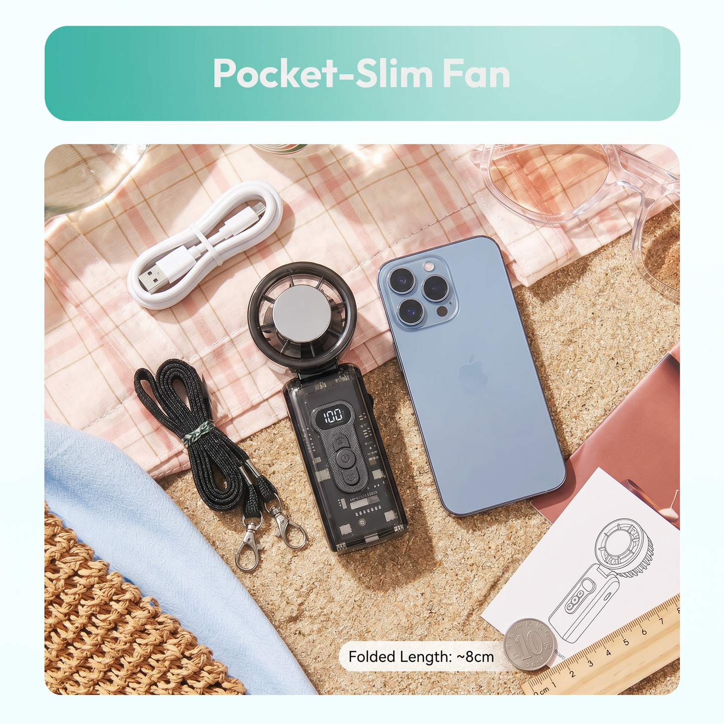 Next-Gen Cyberpunk Pocket AC 🧊| 12H Chilled Breeze | Transparent TEI Fan & Light ⚡️