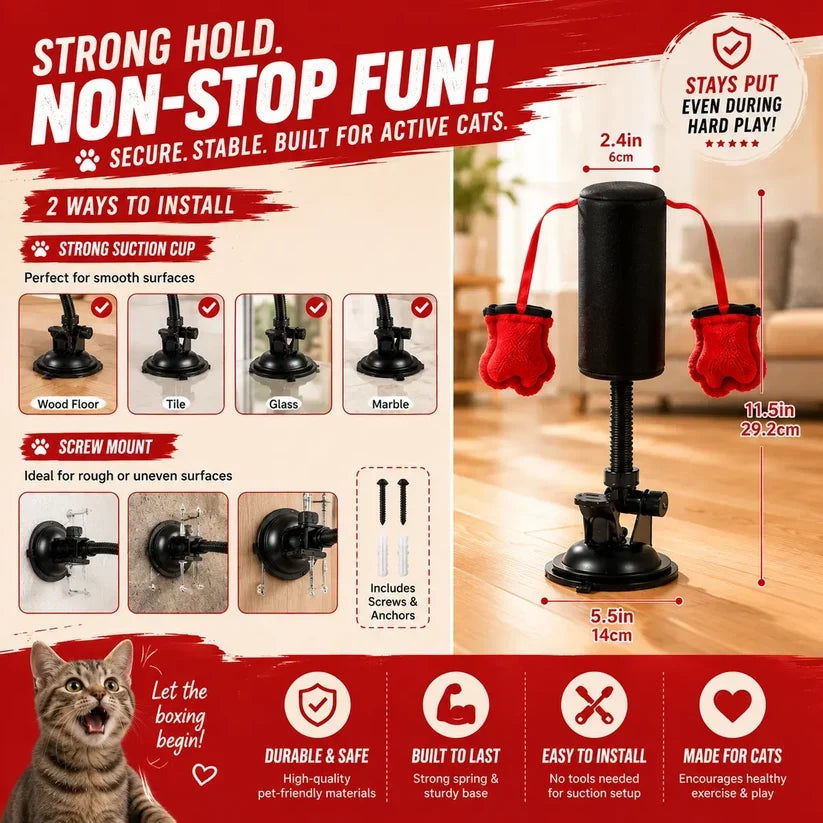 Khdnah® 🥊 Interactive Cat Boxing Toy – Catnip Punching Bag with Strong Suction Base🐱