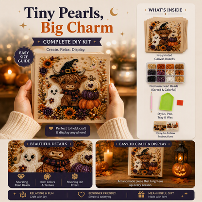 🔥HALLOWEEN SALE 👻✨ Halloween Pearl Art DIY Kit – Turn Tiny Pearls into Spooky-Cute Magic