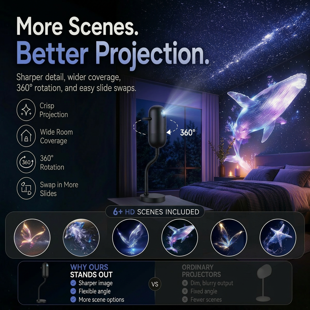 SVASP™360° Flexible Star Projector & Ambient Night Light (HD Optics Series)
