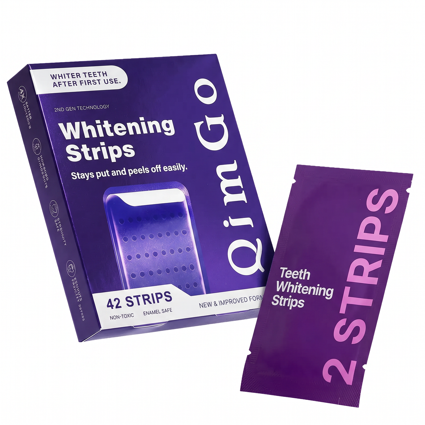 Ememax™ Purple Teeth Whitening Strips — 7 Whitening Treatments — Safe for Enamel — Sensitivity-Free Teeth Whitening — Peroxide-Free