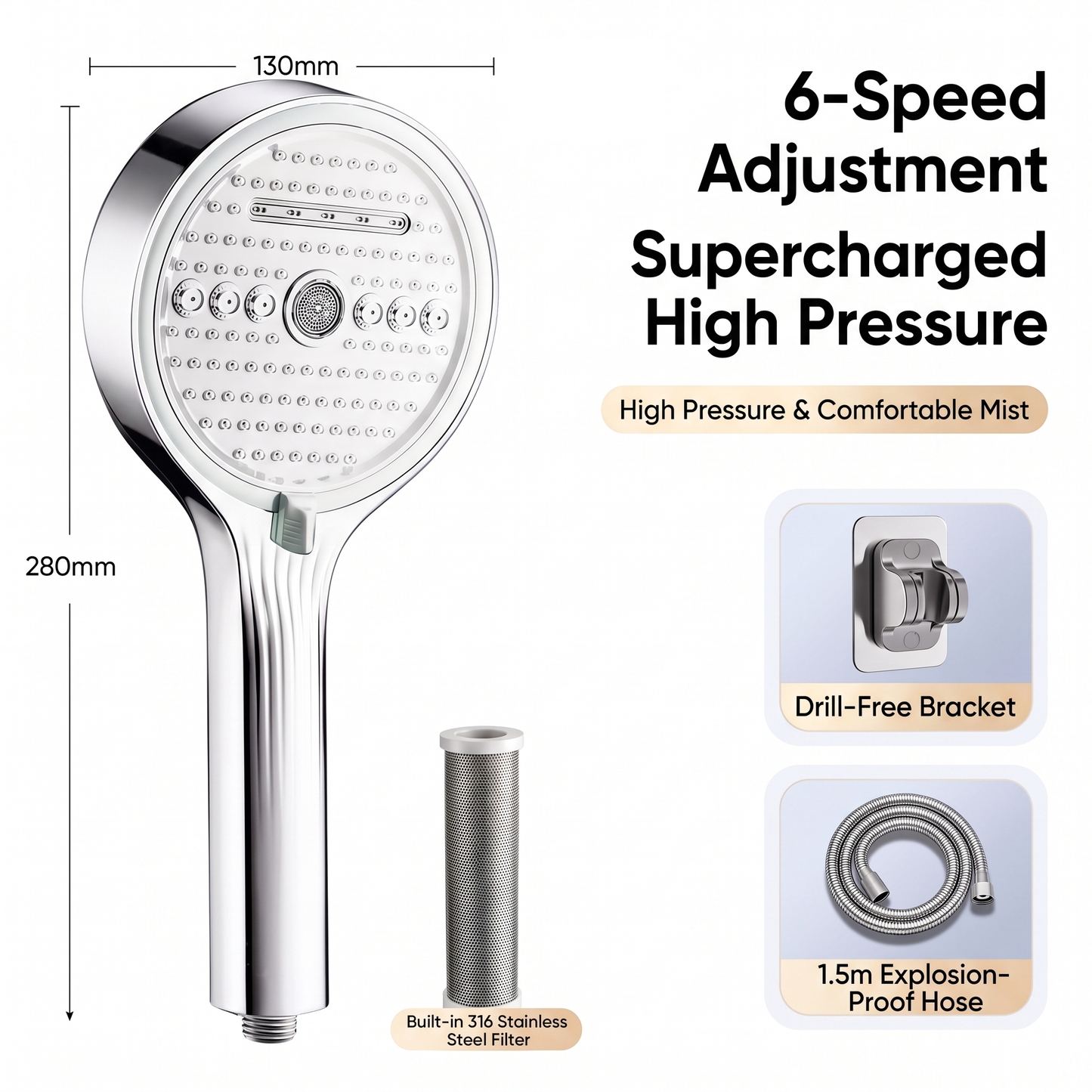 [Limited-Time 50% Off] Showerhead with filter: Enhances water pressure and purifies water quality