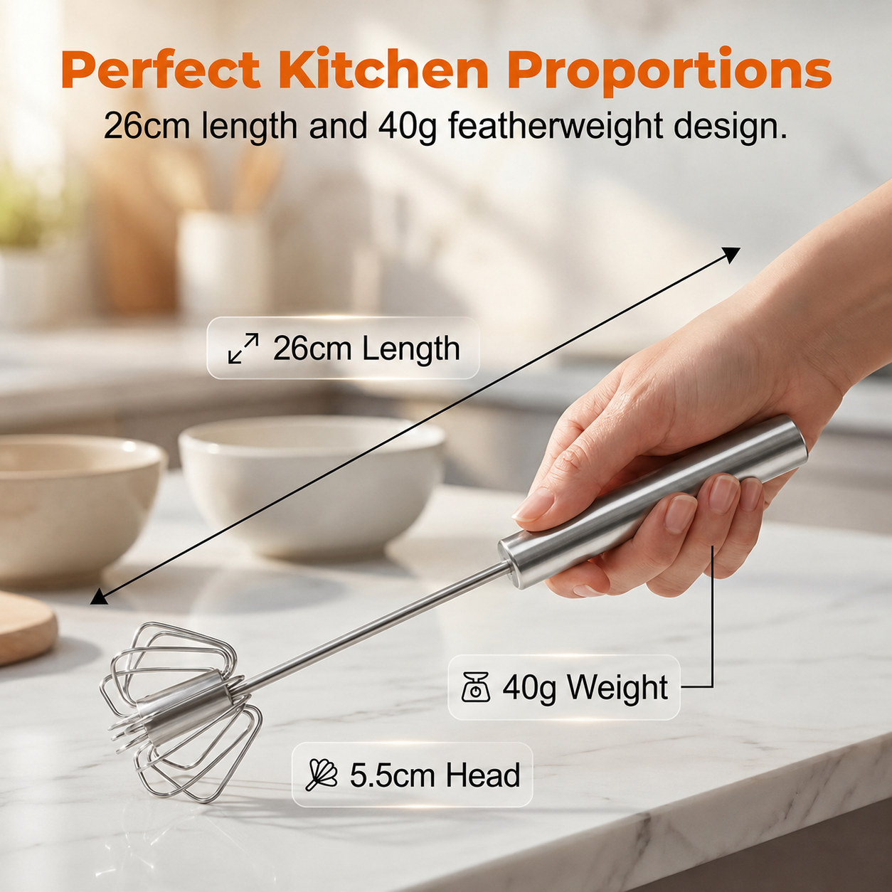 🍰⚡ Stainless Steel Semi-Automatic Hand Whisk – 🥄 Push-down design that whips up perfect froth in minutes 🥛
