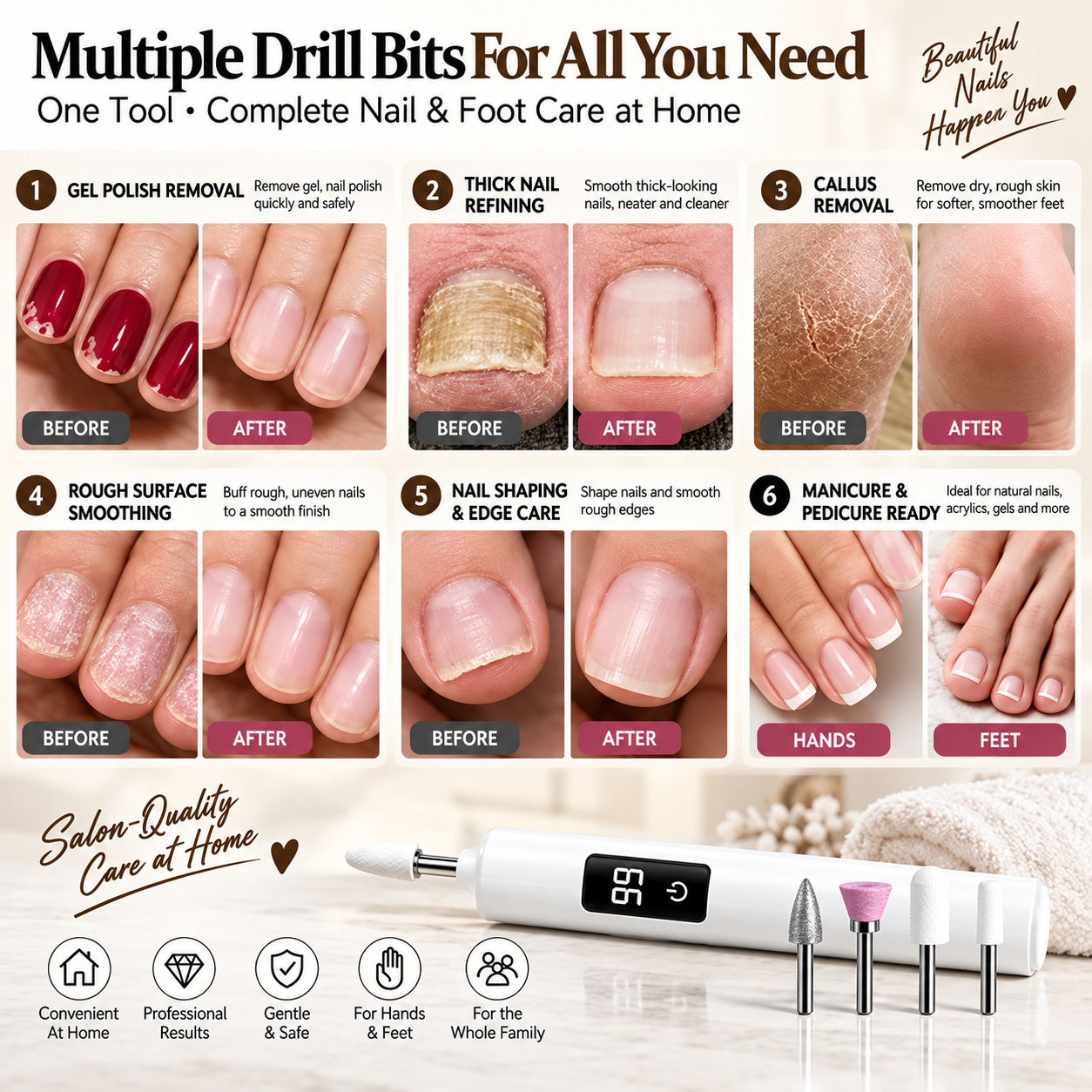✨ Exclusive 40% OFF Add-On—Ivanoire® Professional Electric Nail Drill Kit - Digital Speed Manicure & Pedicure system
