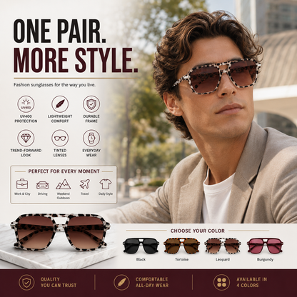 🔥 Premium Fashion Sunglasses - UV400 Protection • Polarized Lenses • Everyday Eye Comfort