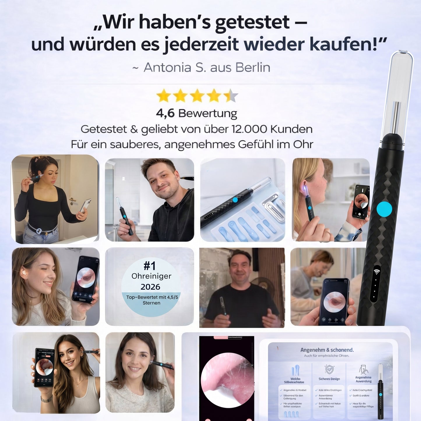 High-tech Visual Ear Scoop, Smart Temperature Control System, 9-Piece Cleaning Set with Free Gift