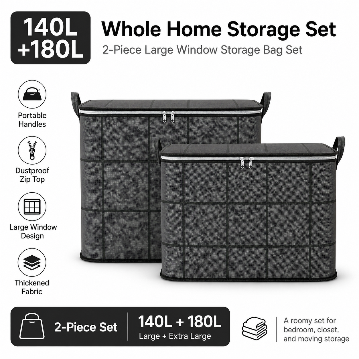 Giant storage bag – instantly enjoy a clean and organized home.