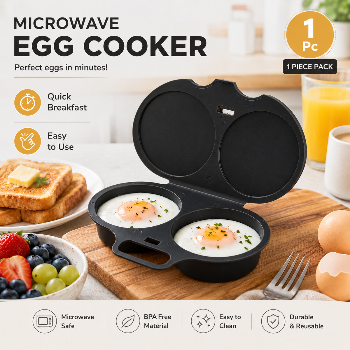 Khdnah® 🥚 50% OFF NOW! ⏱️ Microwave Egg Cooker – Perfect poached eggs in 2 mins, no oil & splash-proof – Quick, healthy & mess-free breakfast 🌿