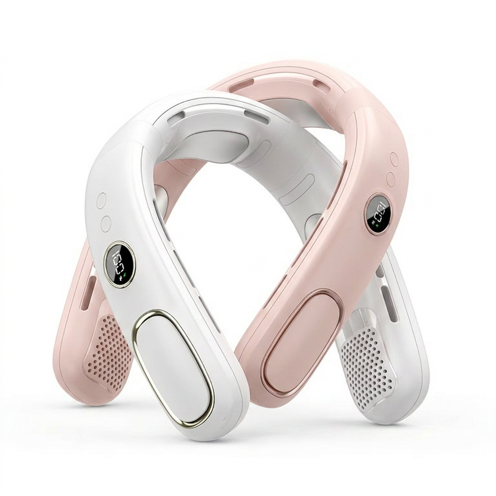 Semiconductor Cooling Neck Air Conditioner with LED Display | Long Battery Life Wearable Fan
