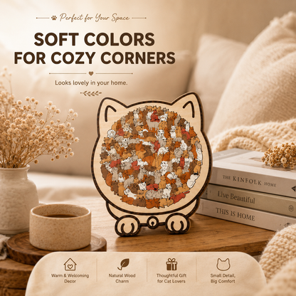 🎁Last Day Sale 49% OFF🐱 135-Piece Morandi Color Wooden Cat-Shaped Puzzle