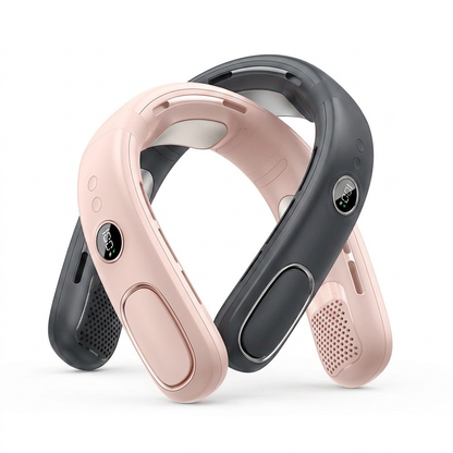 Semiconductor Cooling Neck Air Conditioner with LED Display | Long Battery Life Wearable Fan