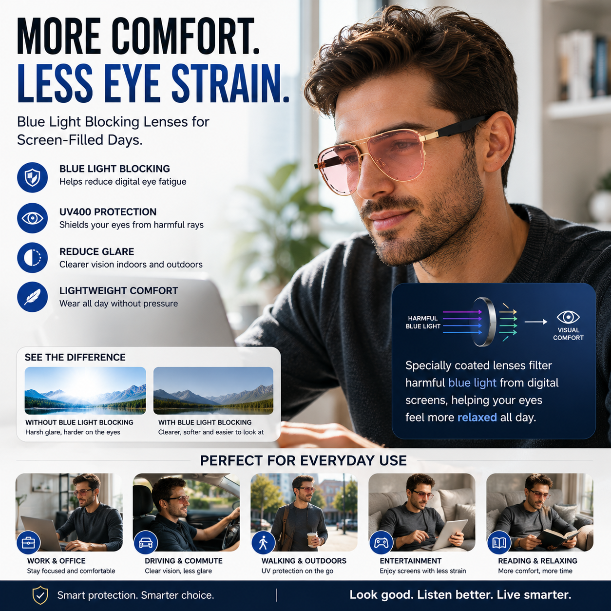 🔥 Premium Fashion Sunglasses - UV400 Protection • Polarized Lenses • Everyday Eye Comfort