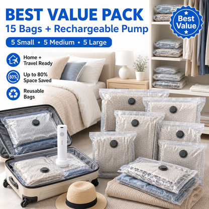 ✈️49% OFF TODAY🧳 Travel Vacuum Storage Bags with Electric Pump