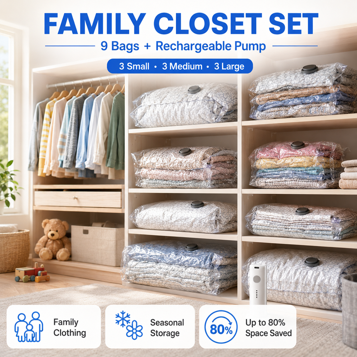 ✈️49% OFF TODAY🧳 Travel Vacuum Storage Bags with Electric Pump