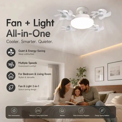 🏆LAST DAY SALE 50% OFF🎉💥Remote-Controlled LED Ceiling Fan Light-Saving Cooling & Lighting for Bedroom & Home
