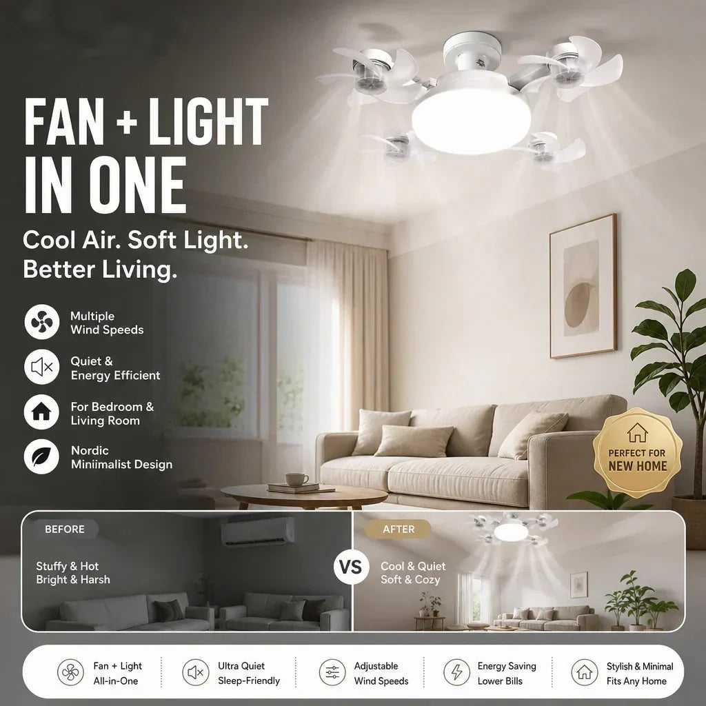 🏆LAST DAY SALE 50% OFF🎉💥Remote-Controlled LED Ceiling Fan Light-Saving Cooling & Lighting for Bedroom & Home