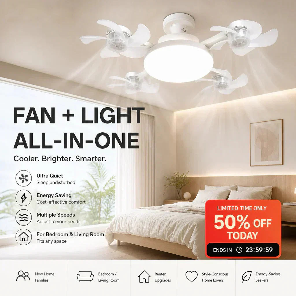 ⏰🔥LIMITED TIME 50% OFF!🔥50K+ SOLD!💡Foldable Socket Ceiling Fan Light with Remote, Energy-Saving Cooling & Lighting for Bedroom & Home