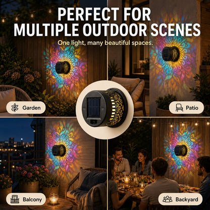 🏡🌈 Mandala Solar Wall Lamp – Magical Patio Night Ambience