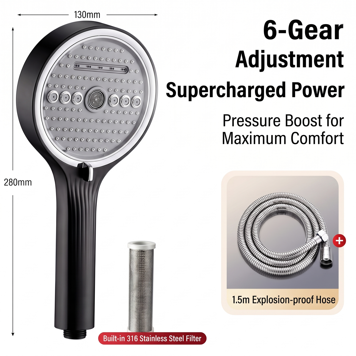 [Limited-Time 50% Off] Showerhead with filter: Enhances water pressure and purifies water quality