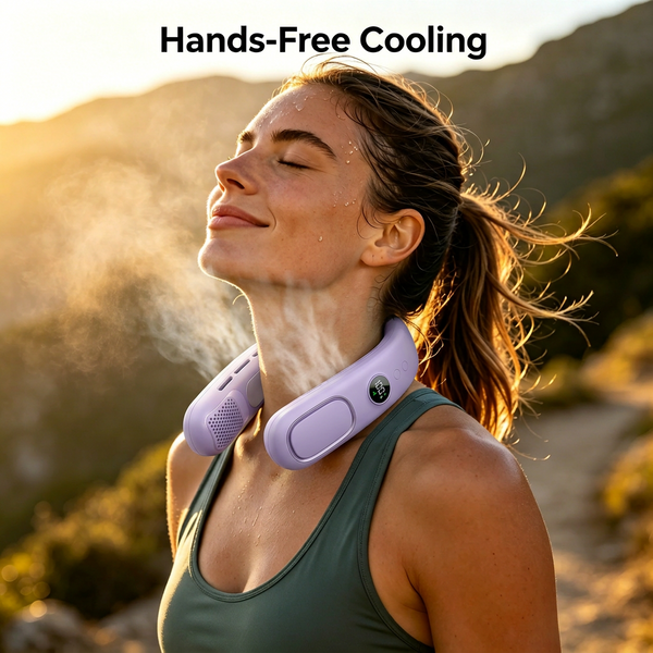 Semiconductor Cooling Neck Air Conditioner with LED Display | Long Battery Life Wearable Fan