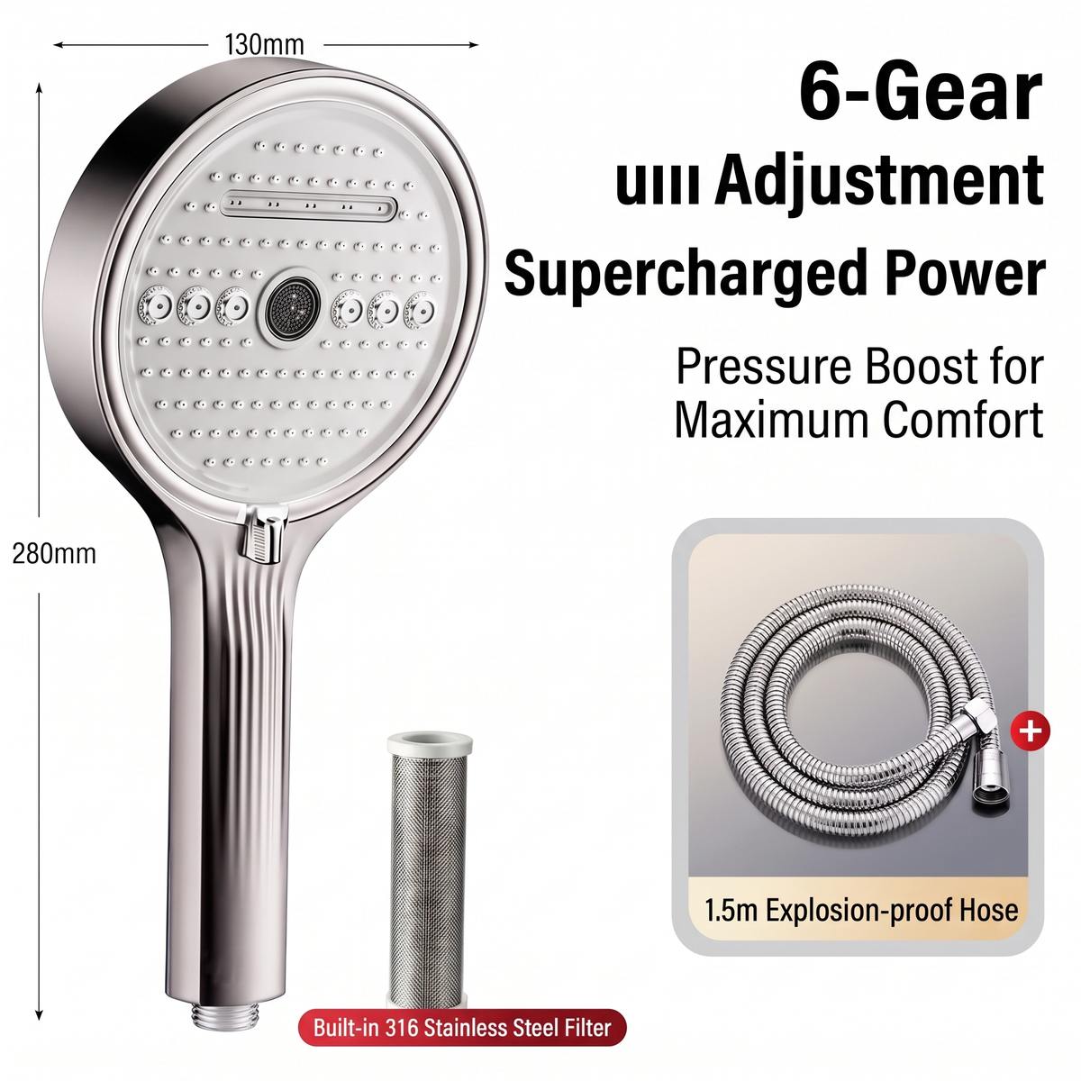 [Limited-Time 50% Off] Showerhead with filter: Enhances water pressure and purifies water quality