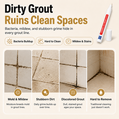 Junazilo® ✏️Grout Pen, Waterproof Anti‑Mold Tile Grout Refresher for Ceramic Tile Seams Bathroom Kitchen Floor