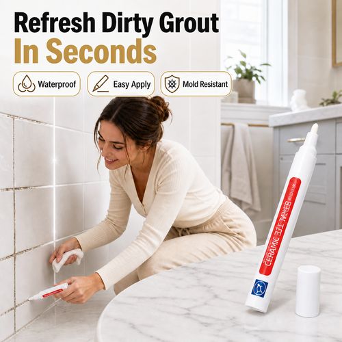 Junazilo® ✏️Grout Pen, Waterproof Anti‑Mold Tile Grout Refresher for Ceramic Tile Seams Bathroom Kitchen Floor