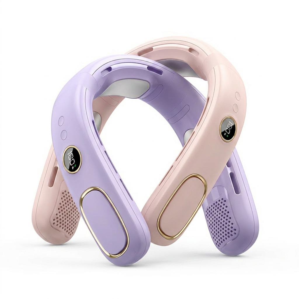 Semiconductor Cooling Neck Air Conditioner with LED Display | Long Battery Life Wearable Fan