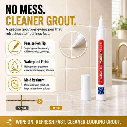 Junazilo® ✏️Grout Pen, Waterproof Anti‑Mold Tile Grout Refresher for Ceramic Tile Seams Bathroom Kitchen Floor